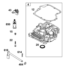Crankcase Cover/Sump Group Diagram and Parts List for 31Q507-0003-H5 200000 - 399999 Briggs and Stratton Engine